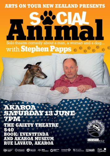 man and dog in bed comedy show